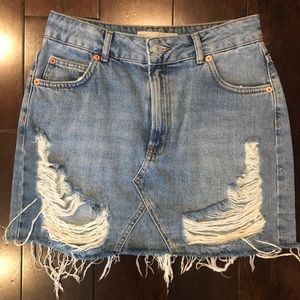 Topshop Moto Rip Denim Miniskirt US Sz 6